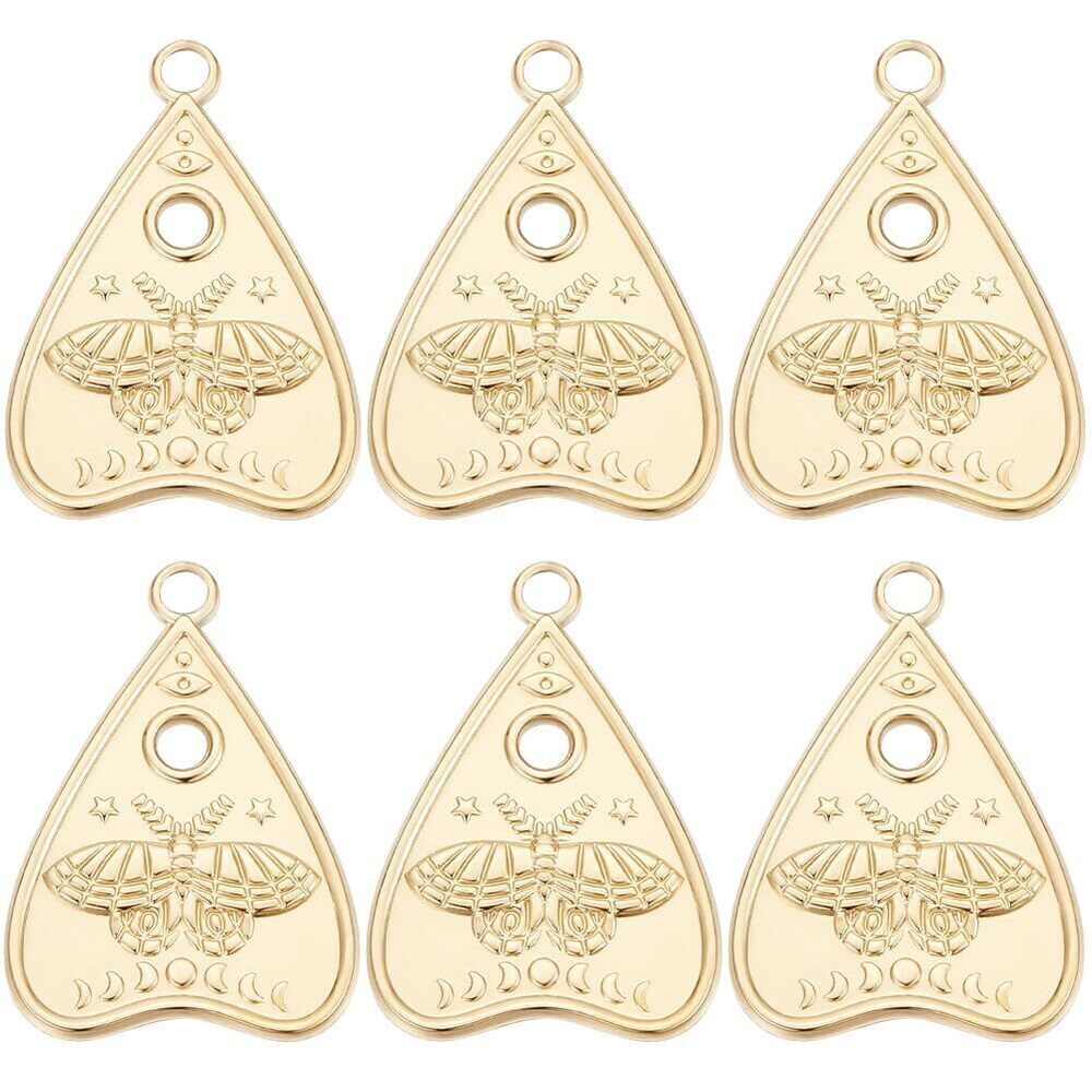8327 6Pcs Talking Boards Charm 18K Gold Plated Antique Moon Moth Charms